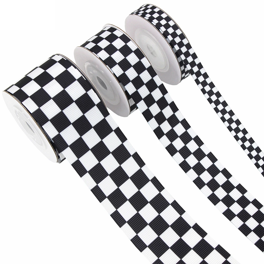 5Yards 10/22/38mm Black White Plaid Ribbon ribbon decoration ribbon supplies DIY Crafts Wrapping for Wedding Flower Handmade Bow Gift Box Packaging Party Decor