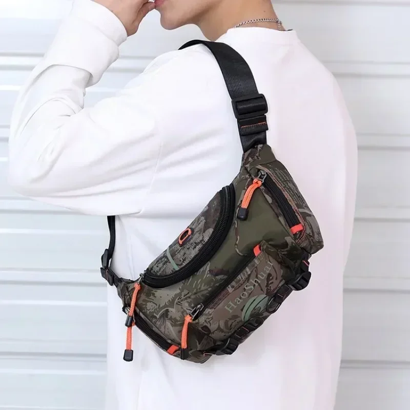Men's waist bag large capacity multifunctional outdoor sports cylindrical travel crossbody chest splash-proof crossbody bag