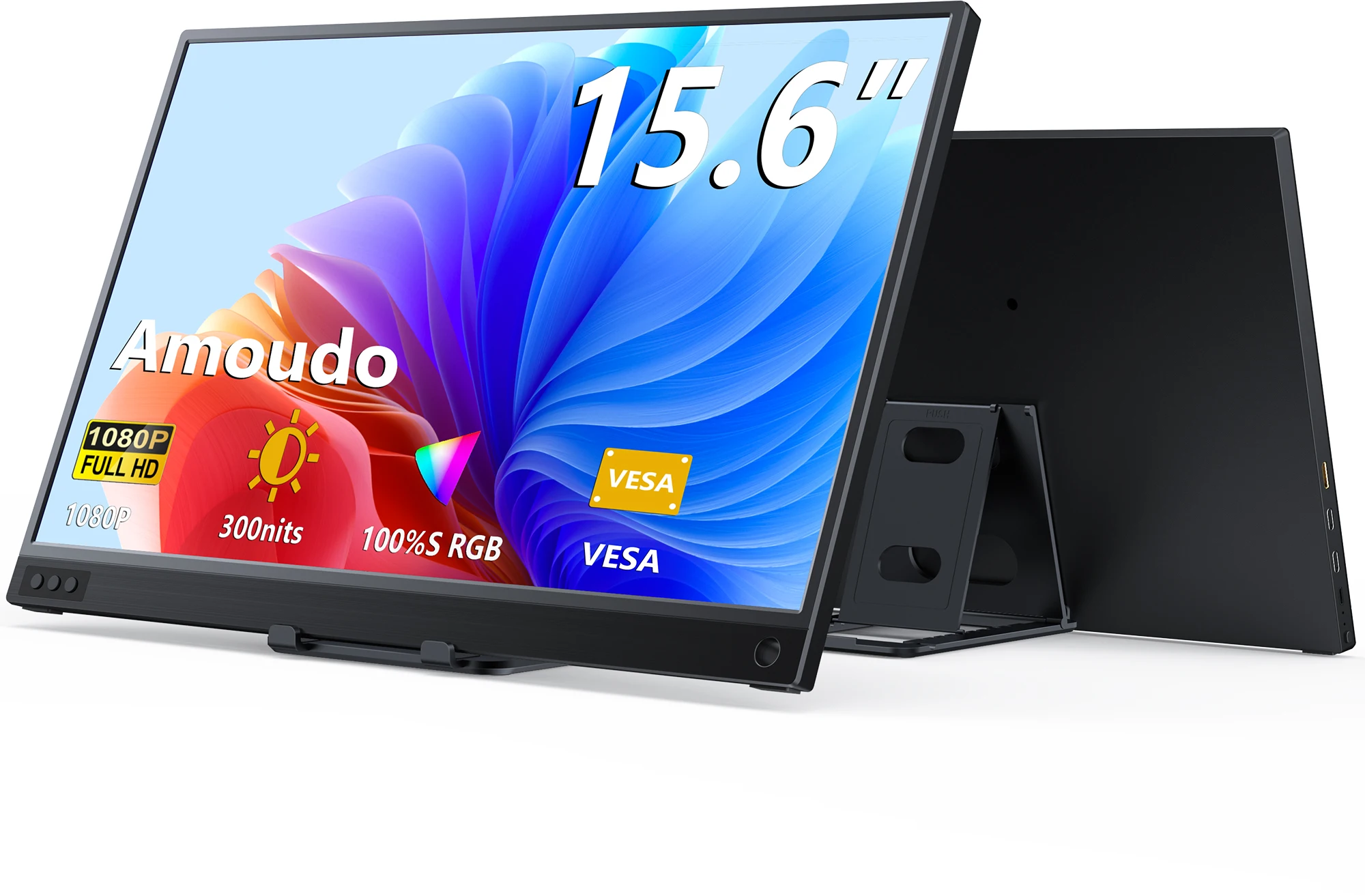 Amoudo 15,6-дюймовий портативний монітор 1920x1080P Extend Display IPS LCD Panel Penhole Stand VESA USBC Mini HDMI Mobile Display