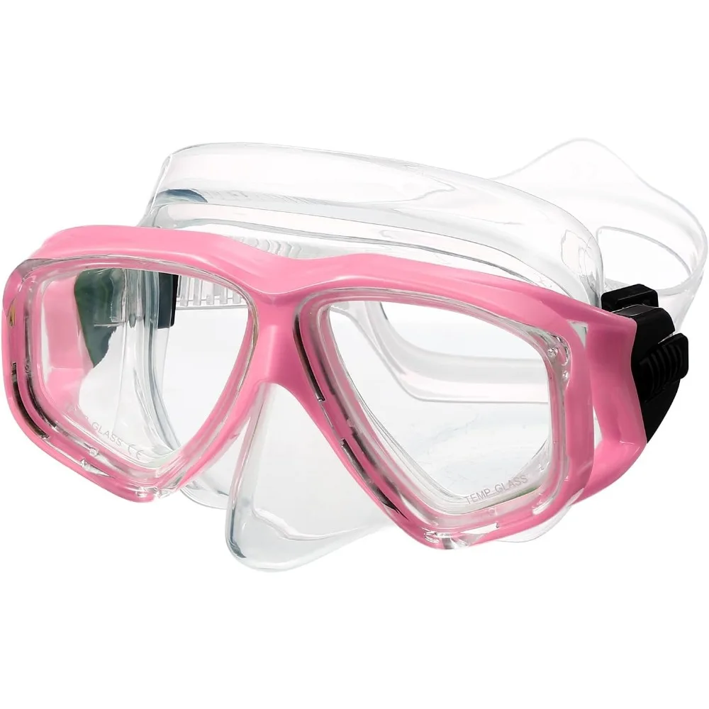 RX Prescription Optical Suba Diving Mask Myopia -1.0 to -8.5 Tempered Lens Anti-fog Free Dive Goggles freedive Pink