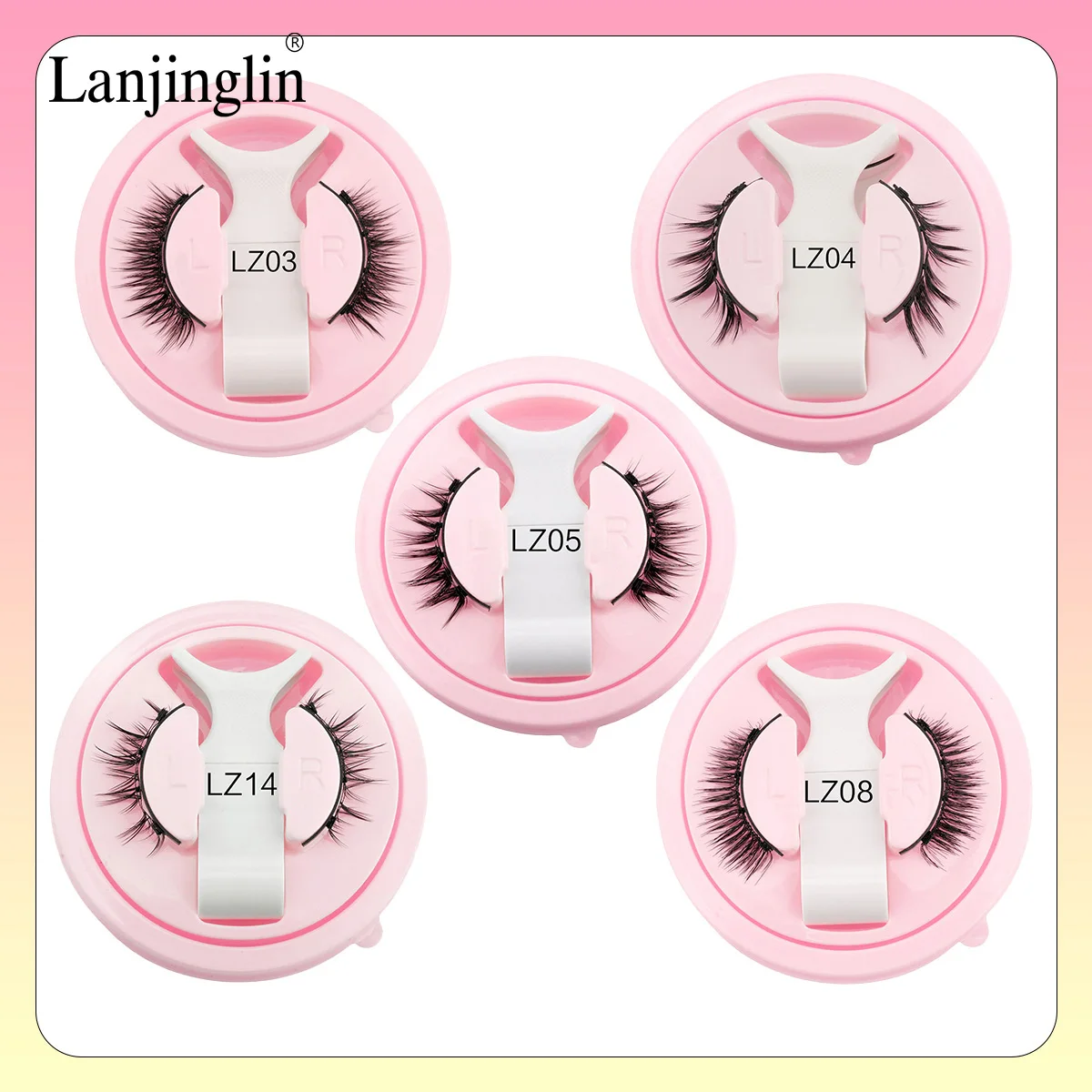 Lanjinglin 1 Pair Magnetic Eyelashes New Handmade Natural Faux Mink Lashes Reusable False Eyelashes and Magnetic Tweezers Set