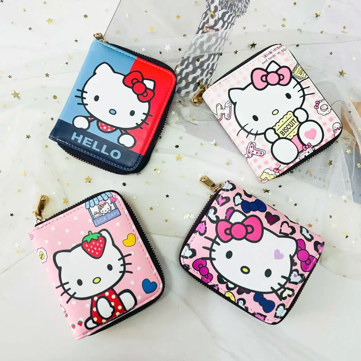 

New Hello Kitty Sanrio Coin Purse Women's Card Bag Cute Cartoon Personality Simple Mini Wallet Large Capacity Id Card Bag