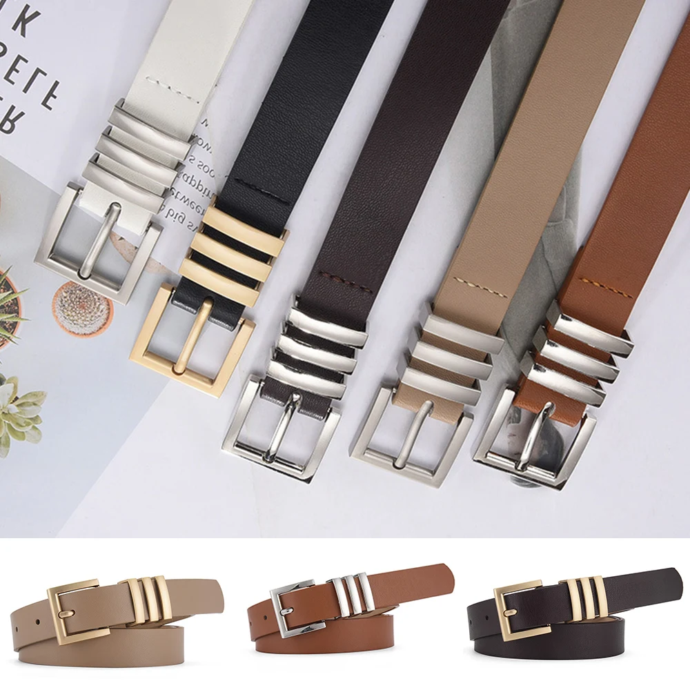 Chic Faux Leather Belt Adjustable Waist Strap Alloy Pin Buckle Jeans Casual Dress Waistband Solid Color Thin Classics Waist Belt