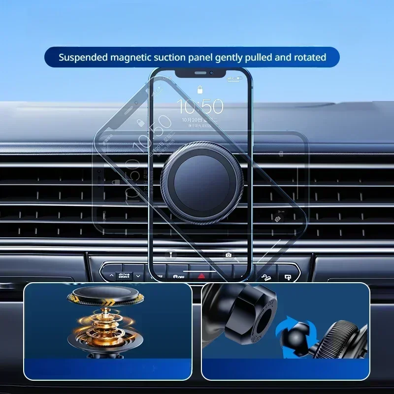 Eary Magnetic Car Phone Holder 360°Rotation Air Vent Shock Absorption Phone Mount Fit All iPhone 16 15 Pro Max Samsung S25 S24