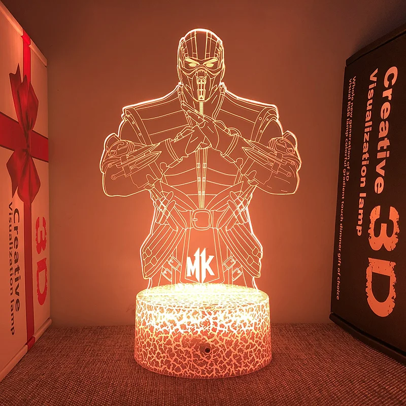 Mortal Kombat Figure 3d Led Lamp For Bedroom Custom Heroes Night