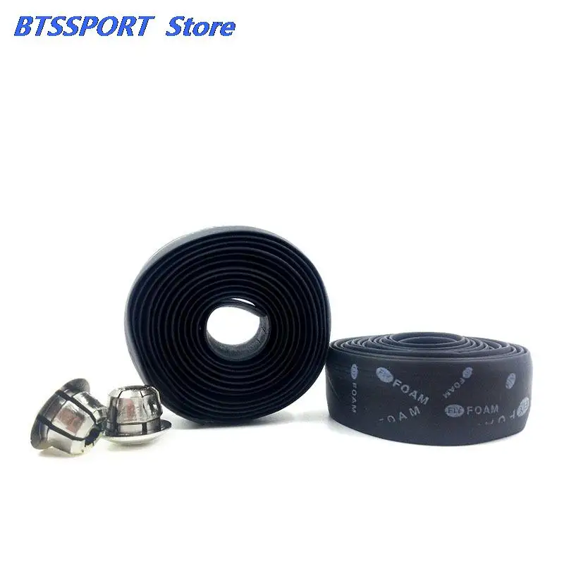 Road Bike Bicycle Handlebar Tape Cycling Handle Belt Cork Wrap With Bar Plugs Black Anti-Vibration Wrap