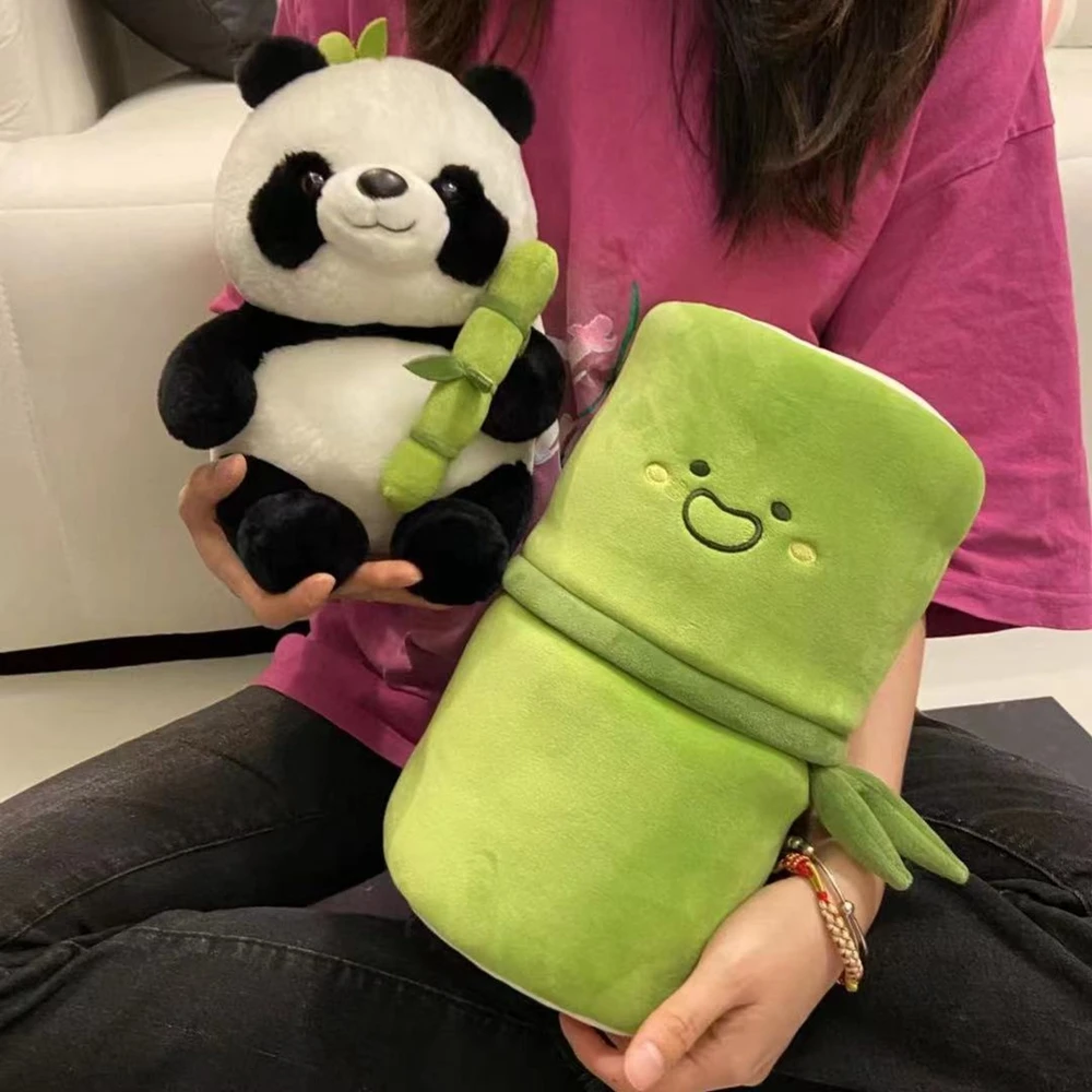 25CM Panda Bamboo Tube Set Plush Toy Chinese Animal Plus Can Be Loaded And Unloaded Bamboo Tube Doll Children's Birthday Gift