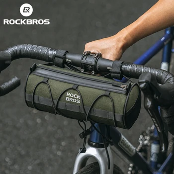 ROCKBROS Borsa da bicicletta Borsa da manubrio portatile anteriore Borsa a tracolla multifunzionale di grande capacità da 2 litri Borsa da bici con tubo riflettente