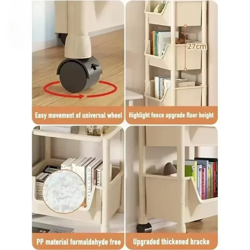 Storage Rack Storage Rack Trolley Portable with Wheels Large Capacity Space Saving for Kitchen Bathroom Living Room Multi-Purpose Organizer