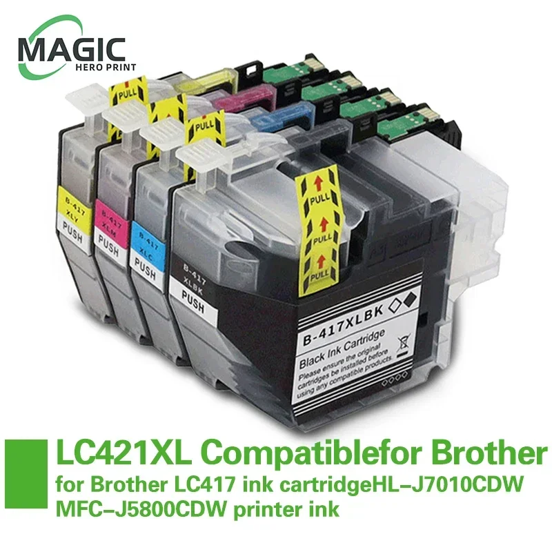 Ink Cartridge Magic Hero High Capacity LC421XL LC421 421XL Compatible For Brother DCP-J1050DW MFC-J1010DW DCP-J1140DW Printer