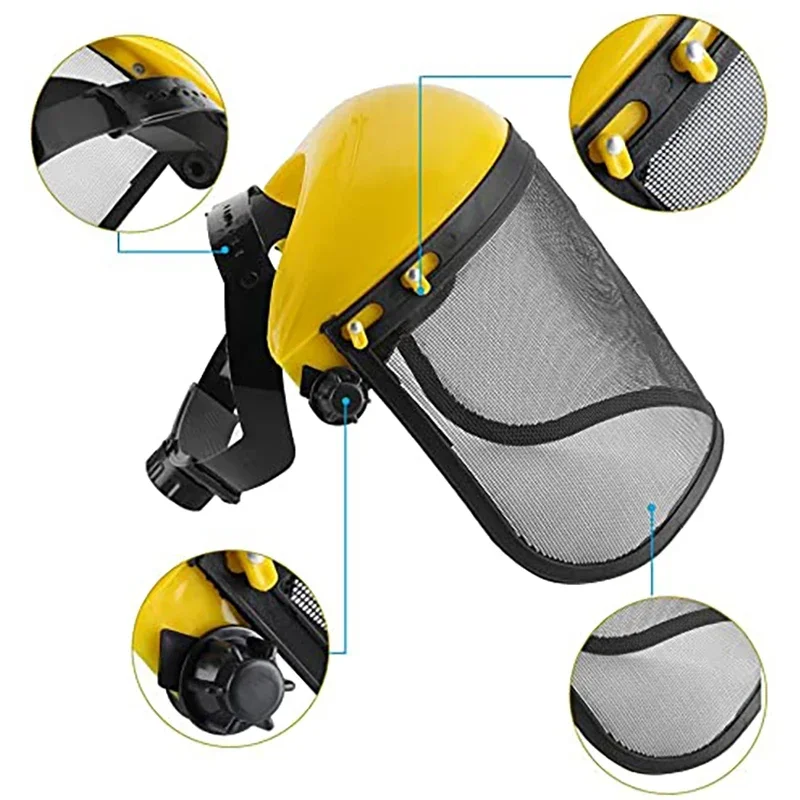 Garden Grass Trimmer Safety Helmet Hat with Full Face Mesh Visor for Logging Brush Cutter Forestry Protection High Quality 5