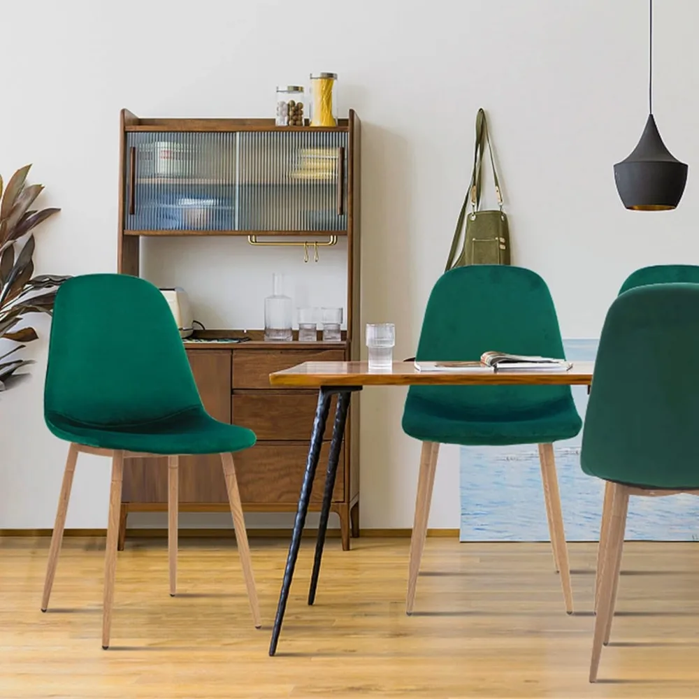 Faux Leather Dining Back Modern Side Chair for Pub Coffee Home, Set of 4, Black