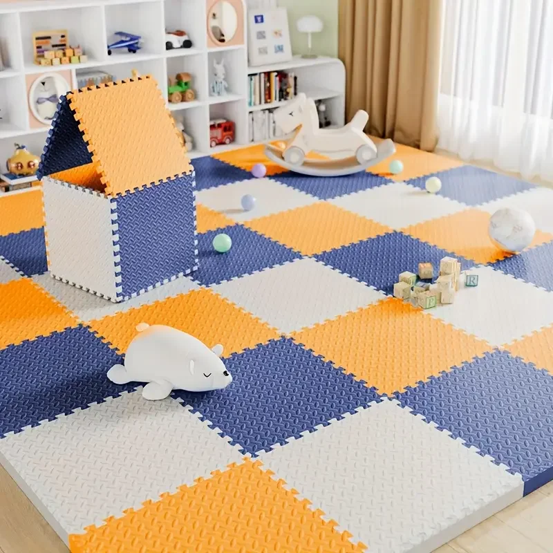 6/12 Pcs Children's Foam Flooring EVA Interlocking Non Slip Patchwork Mats Thick Solid Color Play Mats Soft Non Toxic Floor Mats