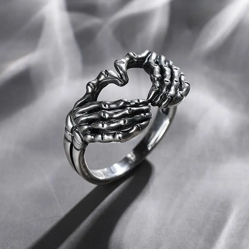 Adjustable Black Skeleton Hand Ring – The Flamingo Lady Nails