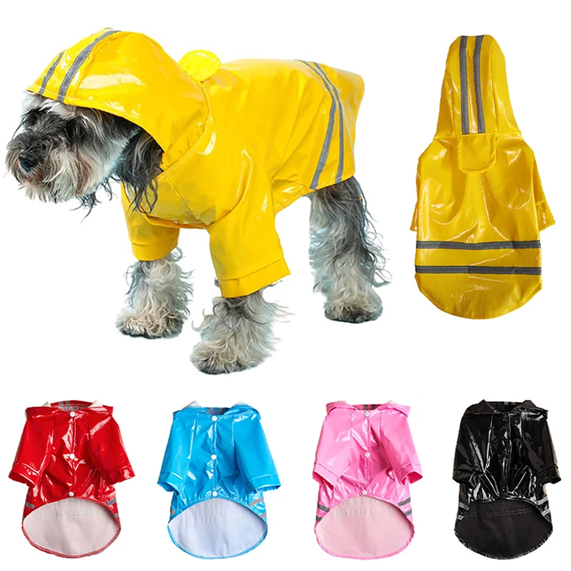 Waterproof Dog Jacket PU Dog Raincoat For Small Dogs Cats Reflective