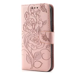 Elegant 3D Flower Leather Wallet Book Case with Card Slot and Photo Frame for Realme C73 (Rose)