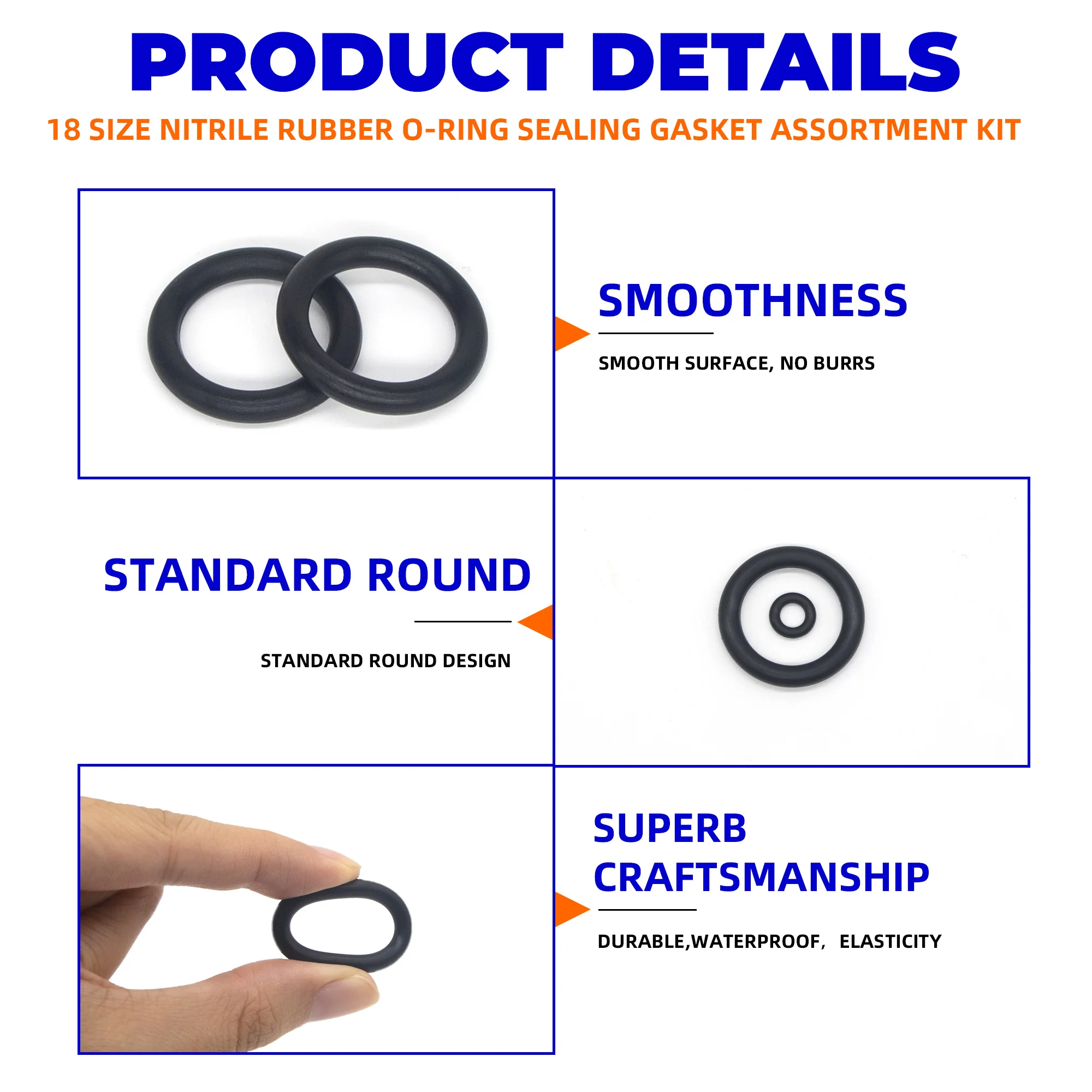 200/225pcs Rubber O Ring Set Gaskets Seal Nitrile Repair Kit