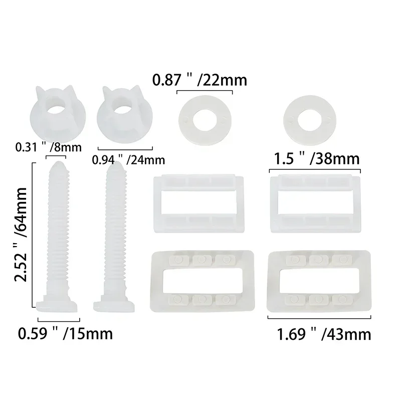 Plastic Toilet Seat 1Set Toilet Hinge Bolts Screw Fixing Fitting Kit Bathroom Part Nuts Washers Tool Toilet Seat Accessories Toilet Hinge Replacement
