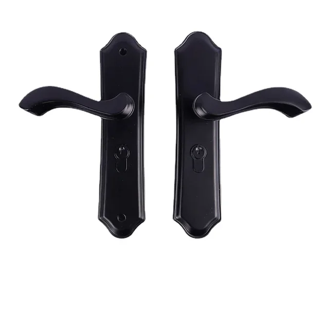 Bedroom Door Lock Minimalist Black Indoor Door Lock, Household Solid Wood Door Lock, Silent Split Handle Lock 1