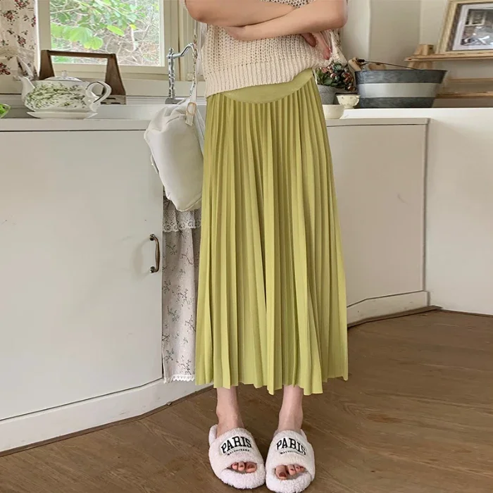 Summer Fashion Pleated Maternity Skirts Elastic Waist Belly Bottoms Clothes for Pregnant Women For Pregnant Women Skirt