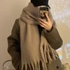 Thickened Solid Color Scarf Women's Winter New 2023 Korean Style Ins Winter Student Versatile Shawl Neck White 5