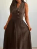 Comfortable Casual Vest Waist Pleated Skirt Set Women's Simple Solid Color Temperament Elegant Sweet Cool Style Two-piece Set 6