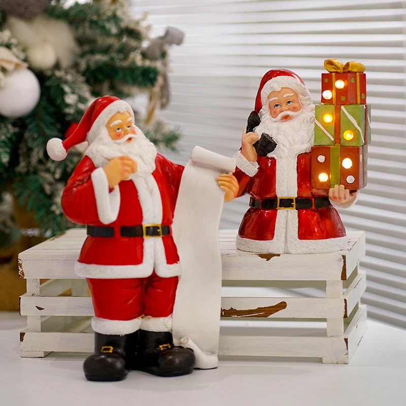 

Christmas Ornament Santa Claus Sculpture Resin Crafts Living Room Decor Santa Figurines Home Xmas Decoration 2023 New Year Gift