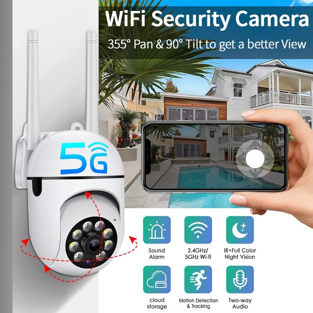 2 MP 3 MP WiFi IP kamera Vezeték nélküli biztonsági megfigyelő kamera kültéri AI emberkövető kétirányú audió éjszakai színes kamera