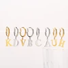 HECHENG, A-Z Letter Alphabet Round Hoop Earring for Men Women Dangle Drop Earring 316L Stainless Steel Ear Piercing Cartilage 6