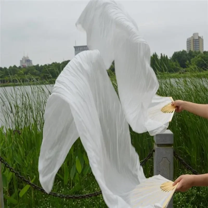 

Kids Plain White Belly Dance Fan Veils Silk Hand Fan Belly Dancer Stage Practice Fans 120cm Solid Purple Blue Red