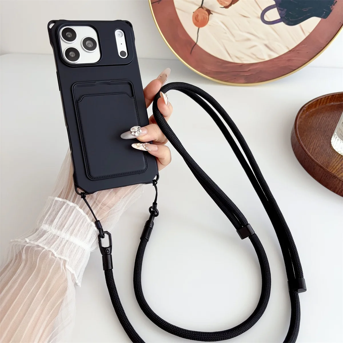 Soft Silicone Crossbody Phone Case with Strap and Card Holder