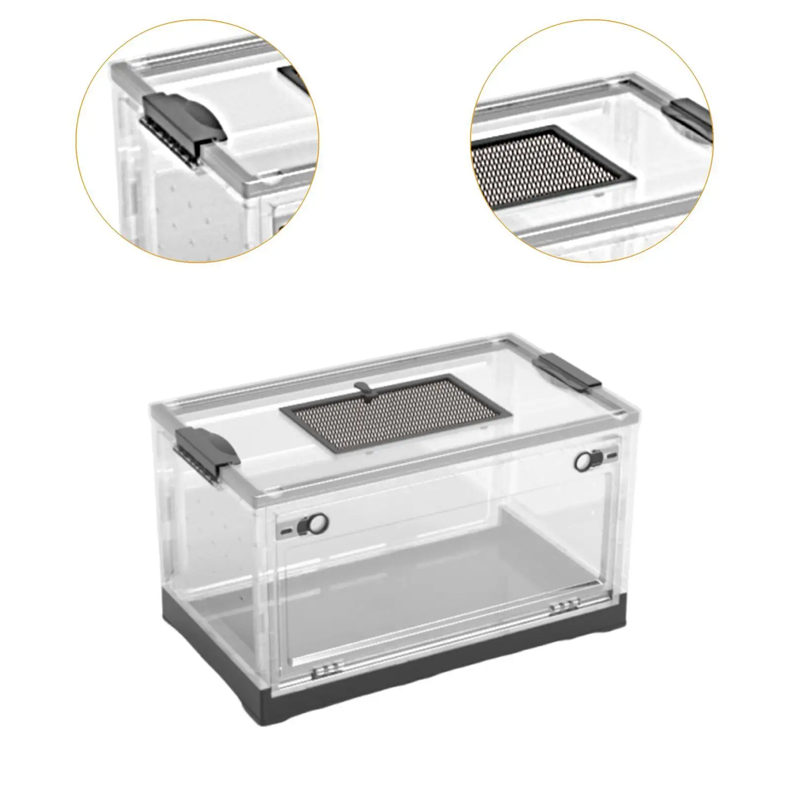 Transparent Foldable Reptile Terrarium for Small Reptiles Lightweight with Sliding Lid Multifunctional Desktop Pet Enclosure