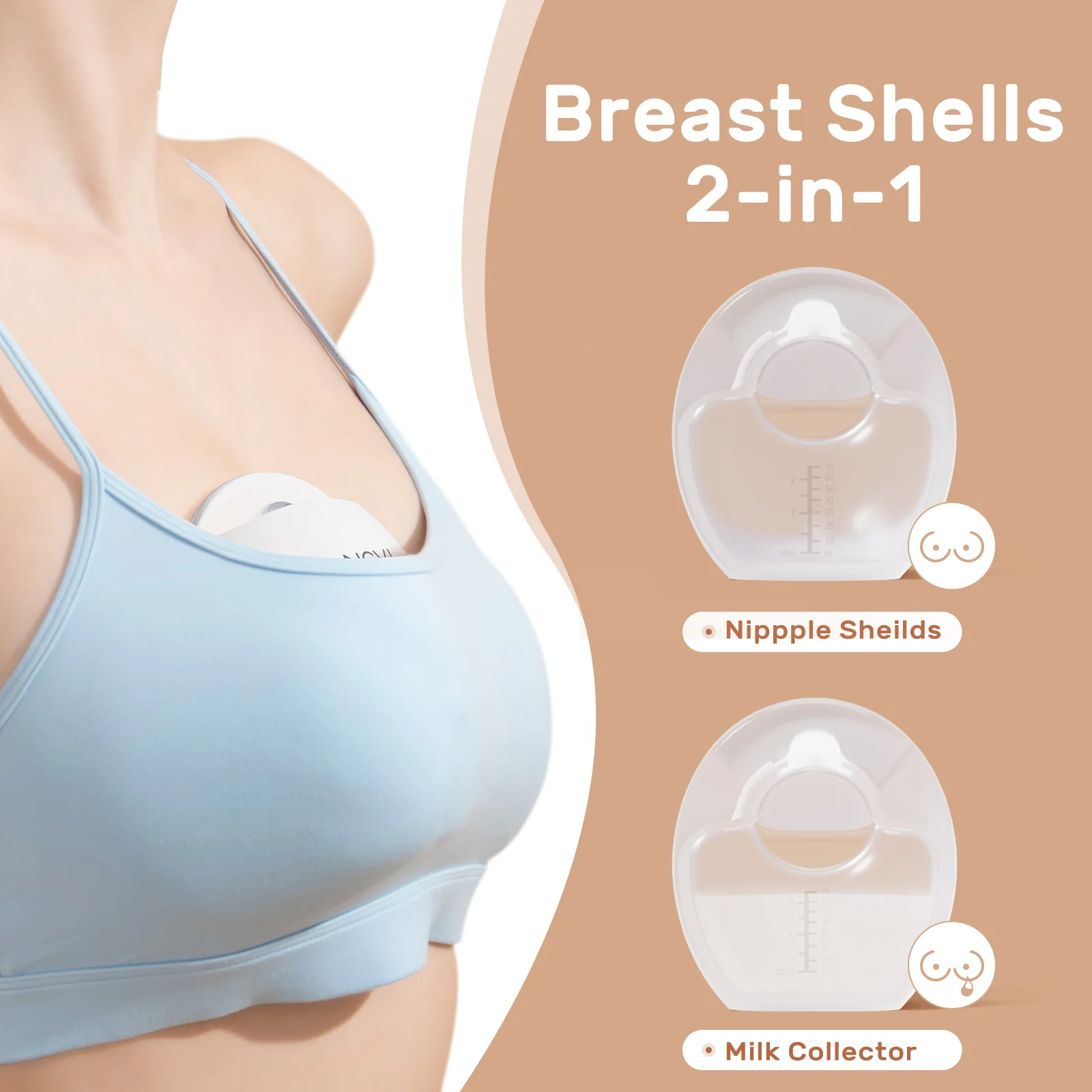NCVI Breast Milk Collector, Milk Catcher, Breast Shells Protect Sore Nipples for Breastfeeding, Reusable Breastmilk Saver 5