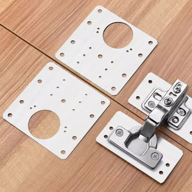 Cabinet Door Hinge Repair Plate with Screws & Brackets, Heavy Duty Kitchen Furniture Mounting Hardware for Easy Installation
