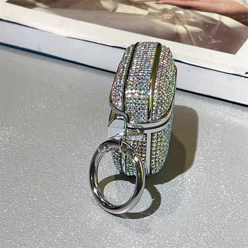Deluxe Plated Sparkling Diamond Bluetooth Headphone Case with Keychain - Shockproof Earphone Cover