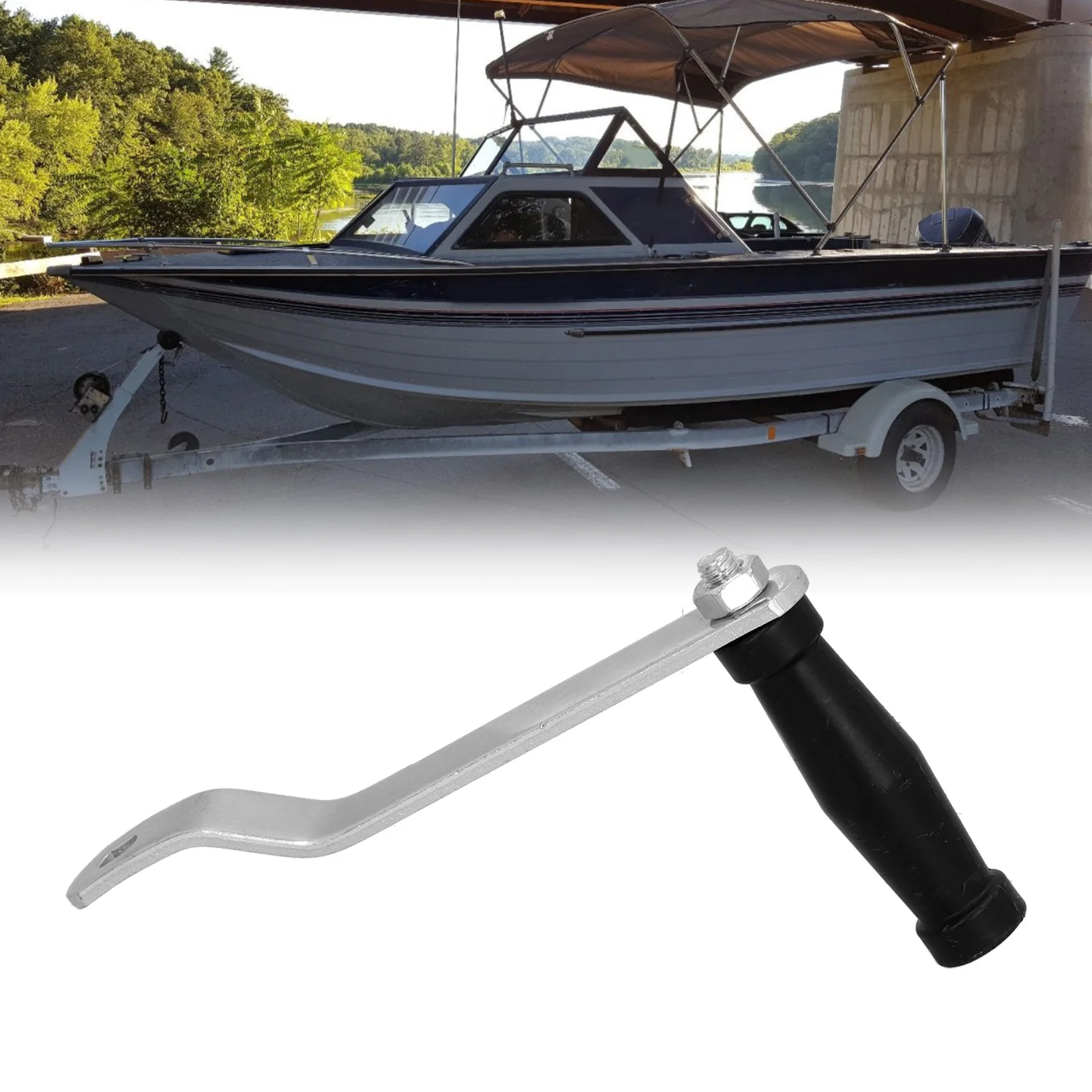 Metal Anti‑Corrosion Marine Trailer Winch Handle Ergonomic Molded Grip ...