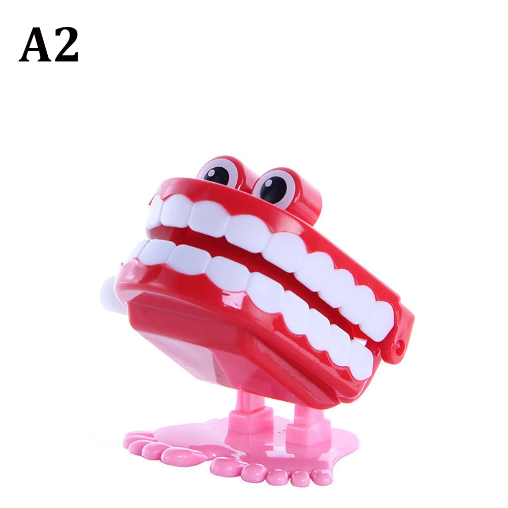 Dental Gift Teeth Shape Clockwork Toy with Chain Novelty String Up Jumping Walking Mouth Children Toys