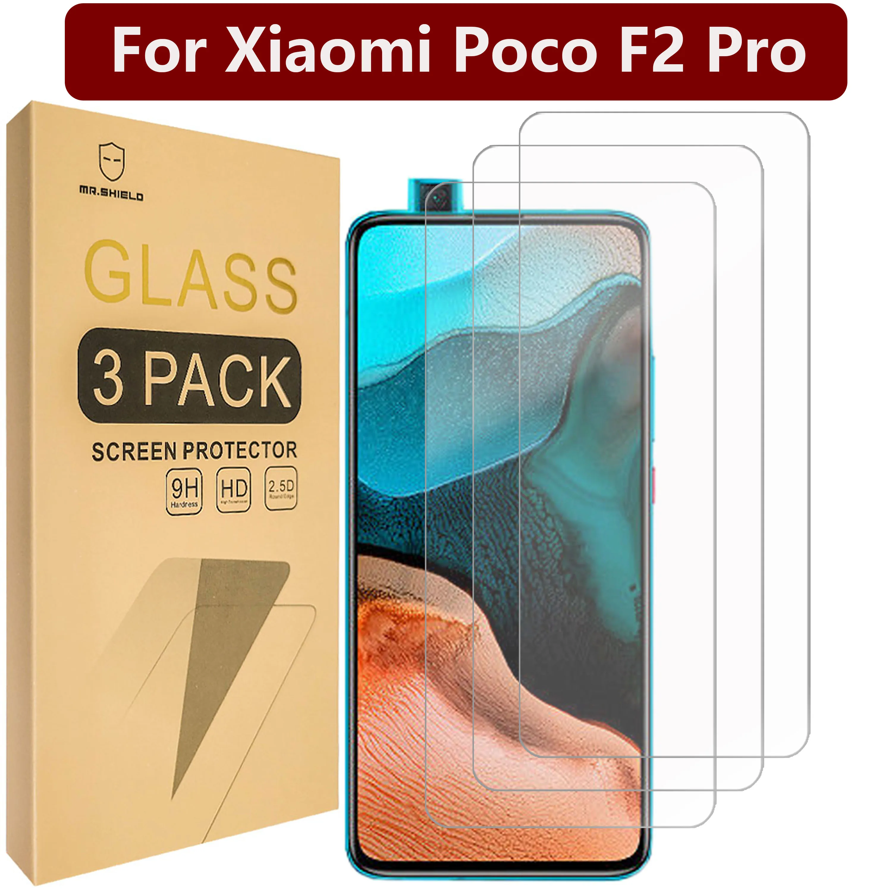 

Mr.Shield [3-Pack] Designed For Xiaomi Poco F2 Pro [Tempered Glass] [Japan Glass with 9H Hardness] Screen Protector