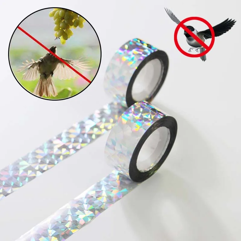 

50M Bird Scare Tape Pigeons Repellent Design Double Sided Reflective Anti-bird Scarecrow Ribbon Bird Deterrent Pest Control Tape