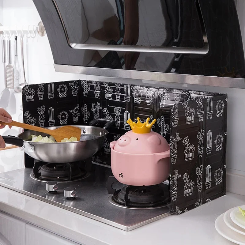 Kitchen Cooking Frying Oil Splash Screen Cover Anti Splatter Screen Guard Aluminium Foil Scald Proof Board Protection Plate 1Pc
