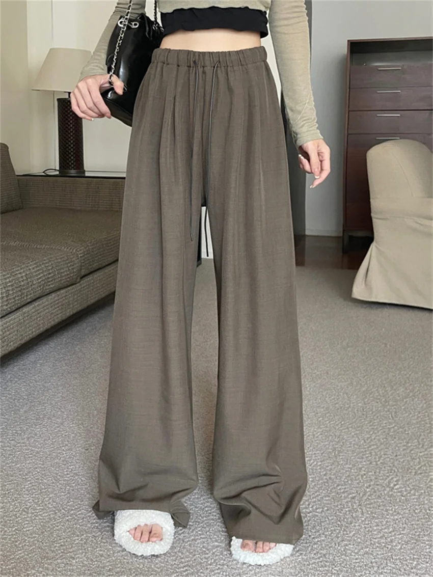 

Брюки Alien Kitty женские в ленивом стиле, приталенные повседневные однотонные прямые свободные офисные штаны с широкими штанинами, Минималистичная одежда для работы, осень