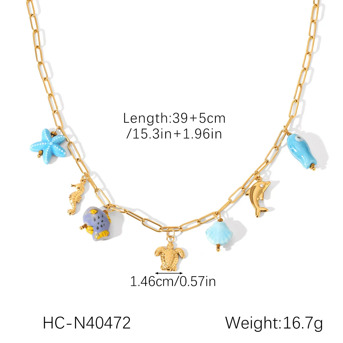 Ocean Shell Starfish Pendant Necklace For Women, Stainless Steel Plated Gold Necklaces, Fashion Jewelry_voghion.com