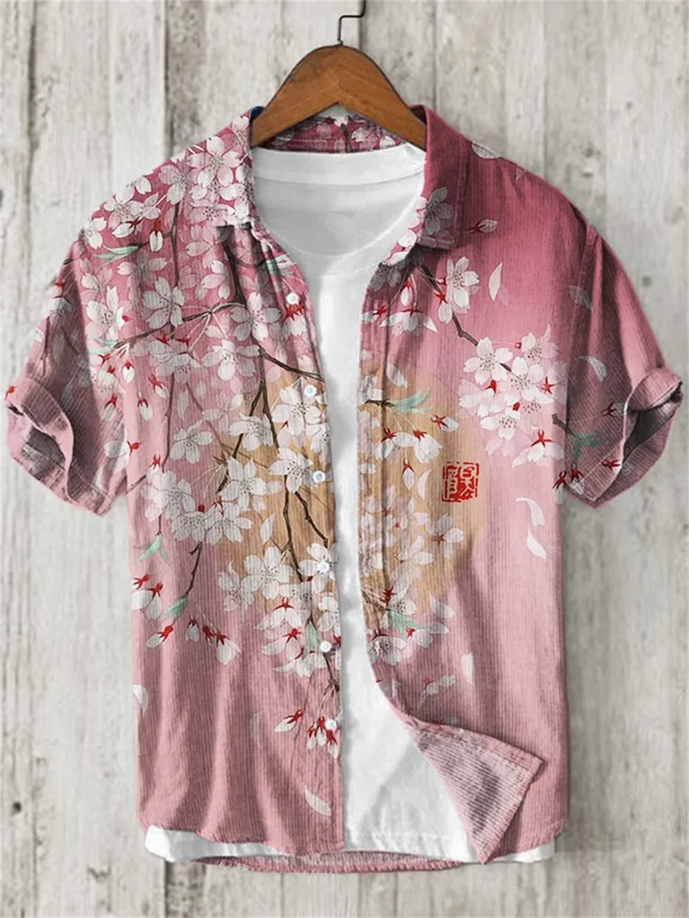 Kanagawa Surf Linen Men's Shirt Summer Hawaiian Shirt HD Pattern Comfortable Breathable Men's Clothing Fashion Button Design 5
