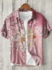 Kanagawa Surf Linen Men's Shirt Summer Hawaiian Shirt HD Pattern Comfortable Breathable Men's Clothing Fashion Button Design 5