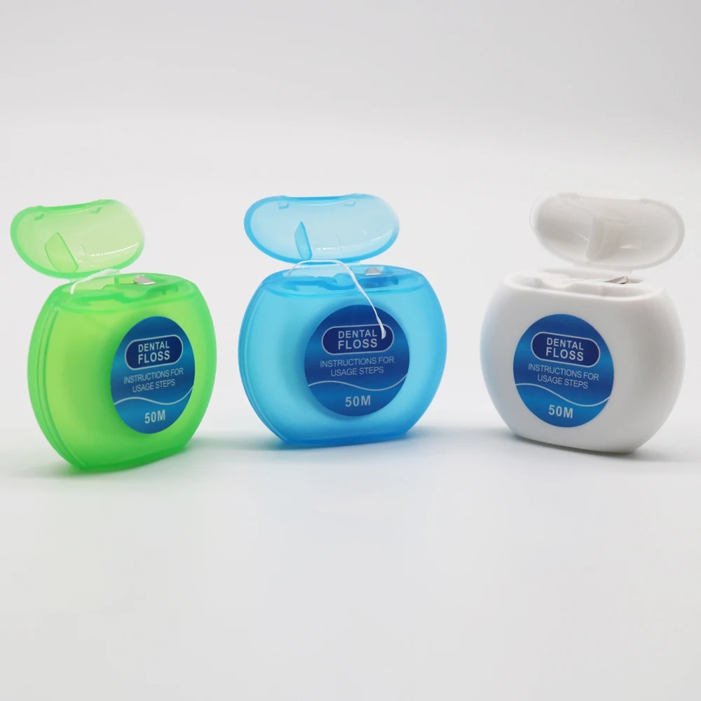 6Packs 50M Portable Dental Floss Waxed Mint Flavored for Thoroughly Clean in Tight Area 3