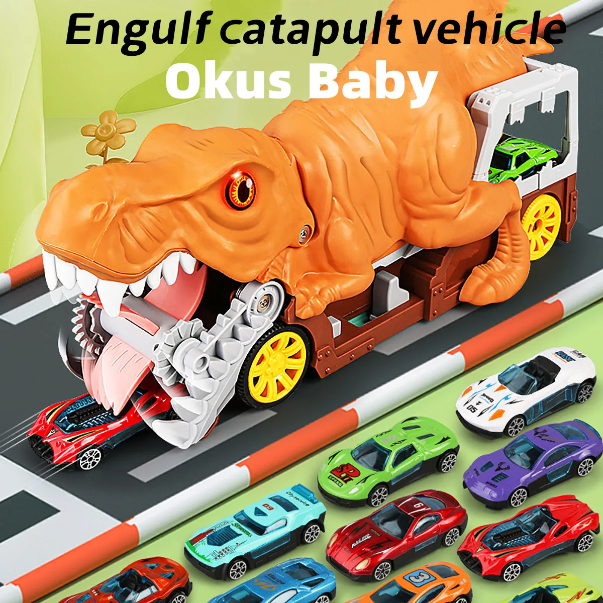 

2023 New Dinosaur Devouring Children's Toy Car Puzzle Tyrannosaurus Rex Engineering Car Sound With Light Car Toys Gifts for Kids