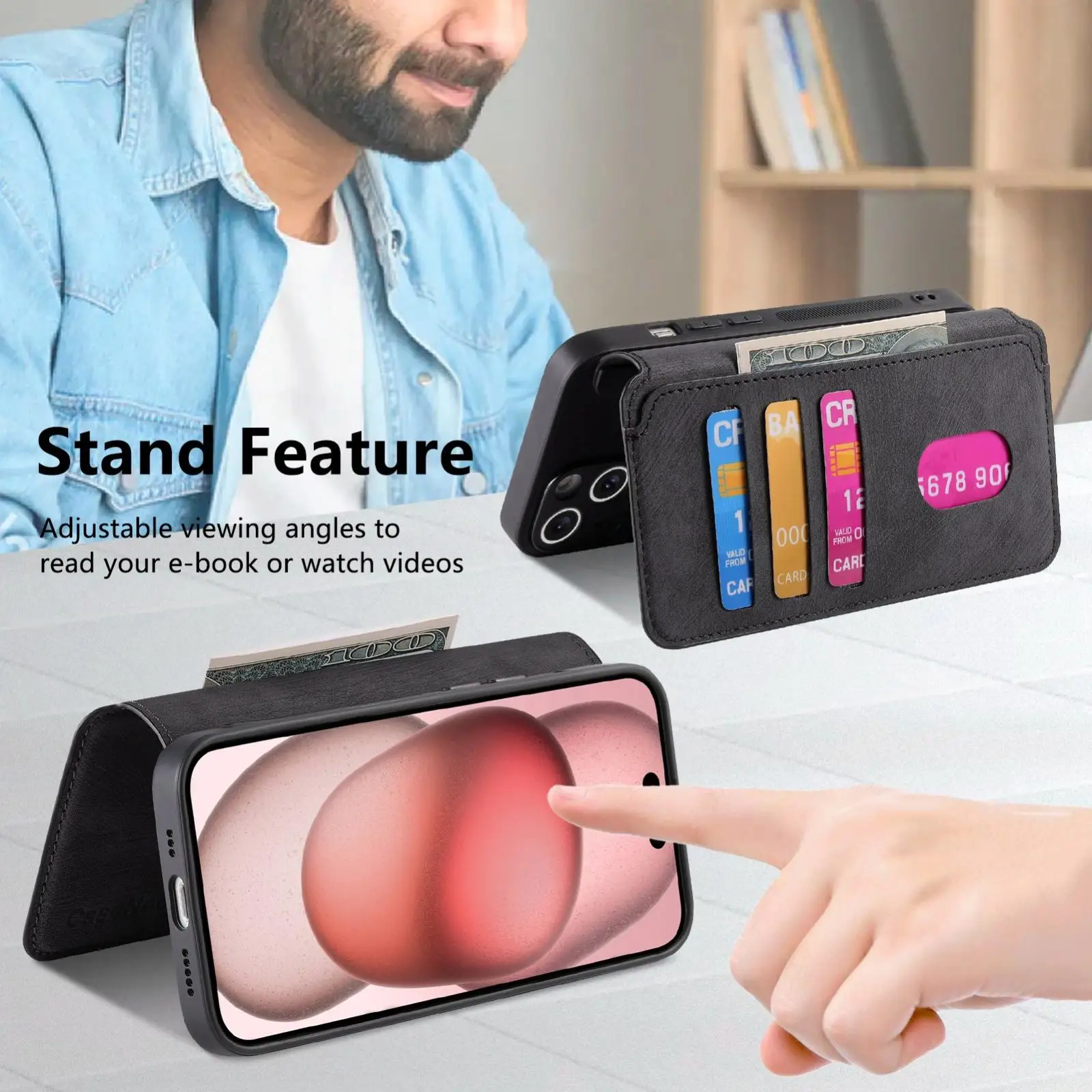 Retro Magnetic MagSafe RFID Anti-Theft PU Leather Phone Case, 6.1''