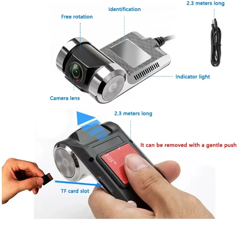 HD Dash Cam Car USB ADAS DVR Dual-lens Camera Video Special for Android Multimedia Player Front Recorder Reverse Vision