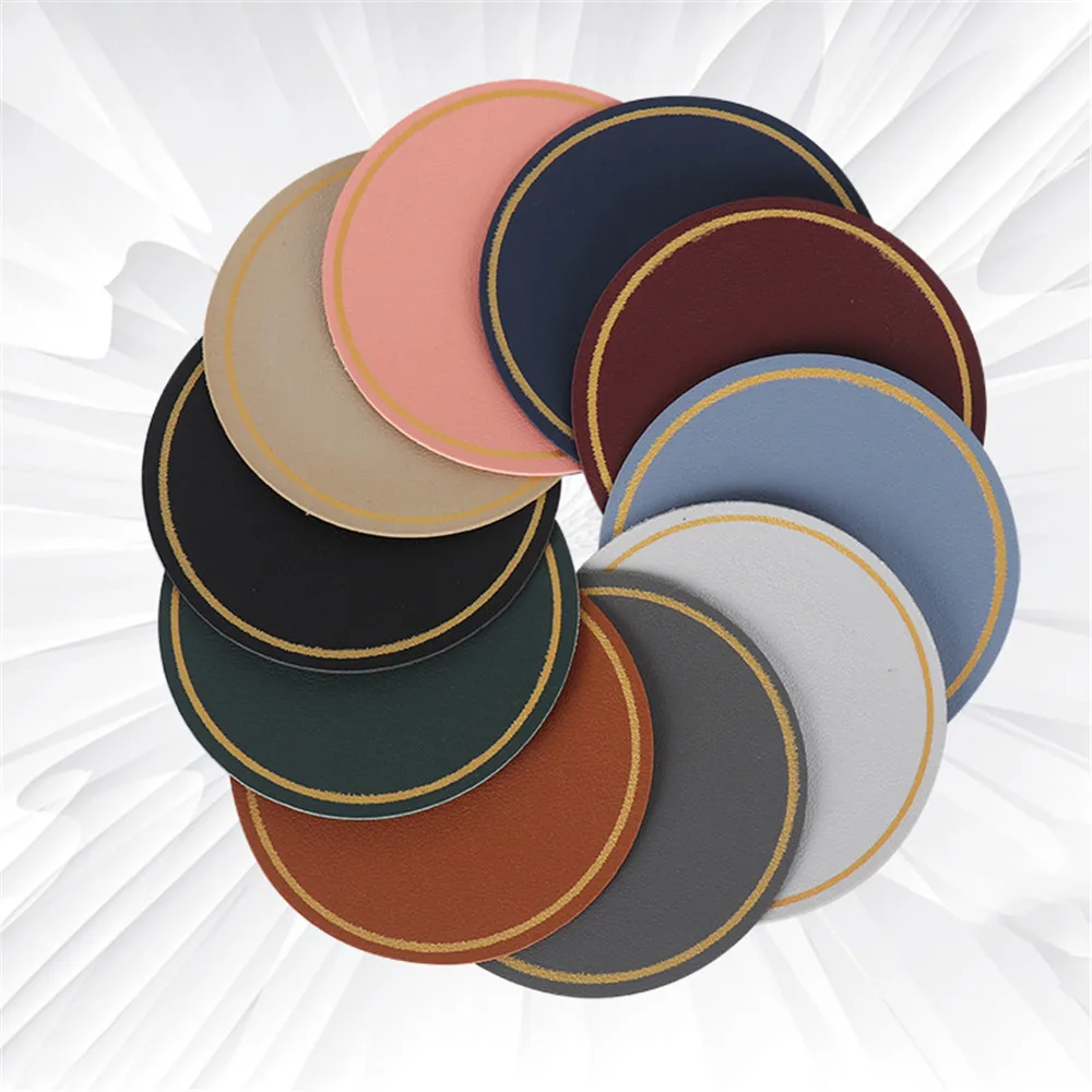 

Waterproof PU Leather Coaster Heat Resistant Round Cup Coaster Cup Mat Tableware Insulation Mat Bowl Placemat Home Decor