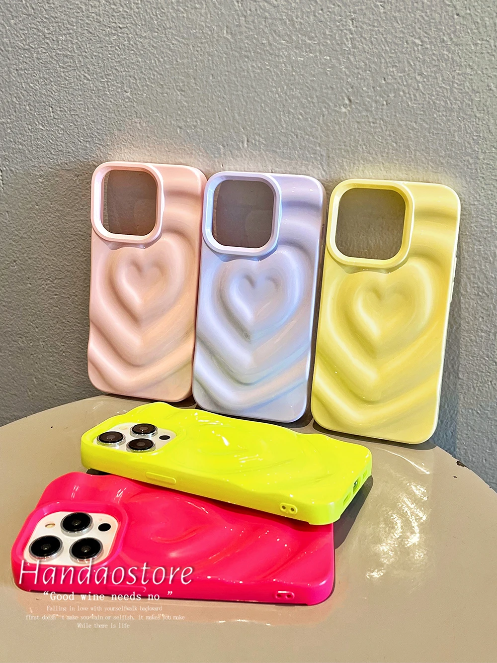 3D Heart Love Candy Color Shockproof Phone Case For iPhone